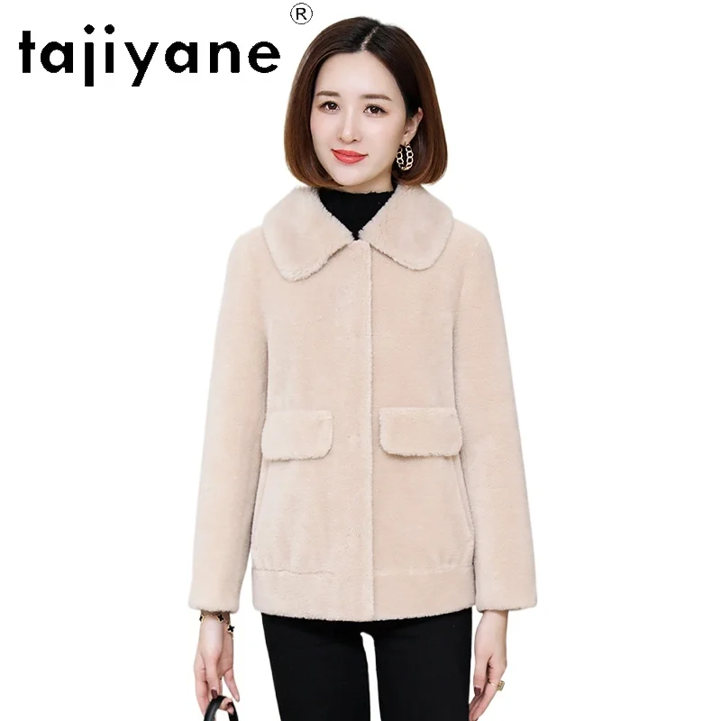 

TAJIYANE 100% Wool Coat Women Short Casual Sheep Shearing Coats High Quality Outerwears 2025 Winter Women Clothing шуба женская