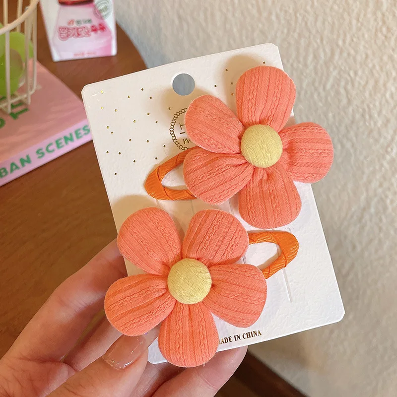 2PCS New Cute Simple Fabric Flower Baby BB Clips Girls Hairpins Hair Clips Kids Headwear Children Hair Accessories