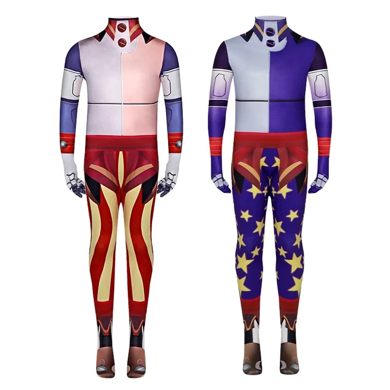 Disfraz de Cosplay CyAnime Sundrop Moondrop FNAF, Disfraz de Payaso Sol Luna, Disfraz de Halloween, Disfraz de Cumpleaños, Máscara, Traje para Niños