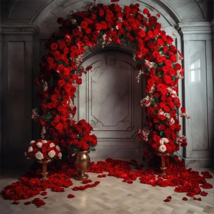 Mehofond Photography Background Romantic Archs Red Floral Adult Birthday Wedding Maternity Portrait Decor Backdrop Photo Studio