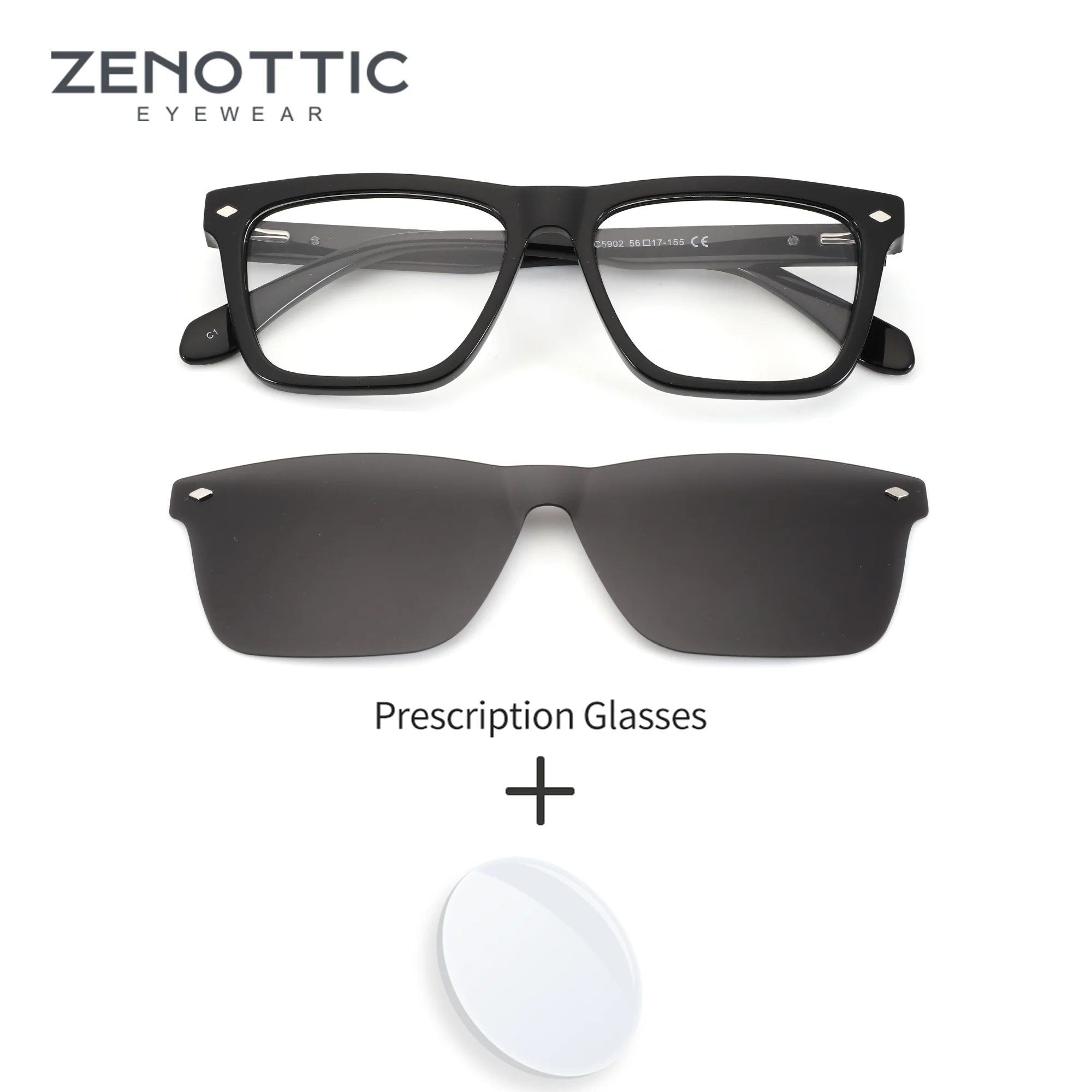 zenottic-クリップオン-l-サイズ-メンズ-スクエア-アセテート-ブルーライトフィルターレンズと偏光サングラス付き-処方メガネ