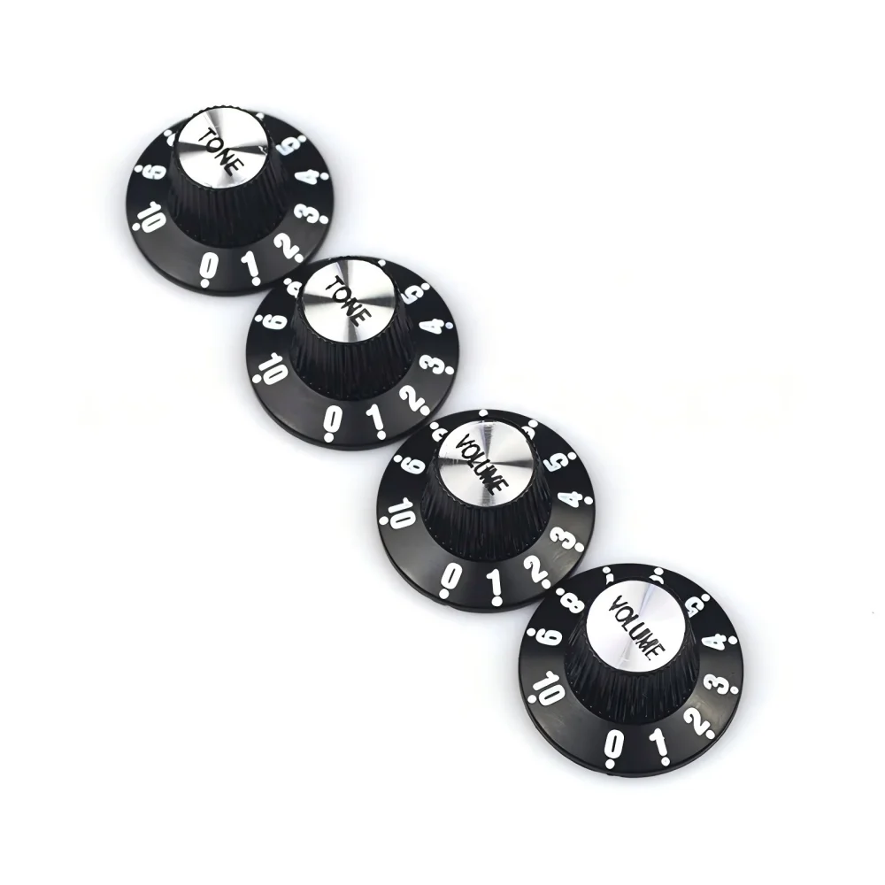 2/4pcs Guitar Tone and Volume Speed Control Knobs Silver Top Hat Bell For GB LP SG Electric Guitar