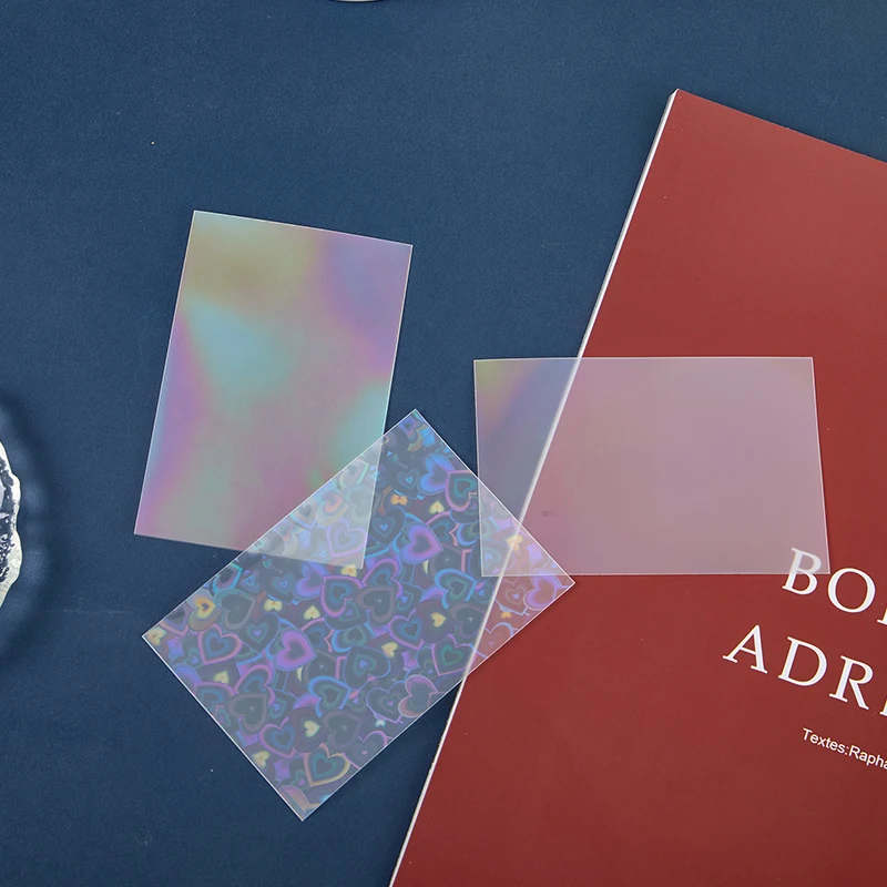 50Pcs/pack Glittery Love Heart Laser Kpop Idol Photocard Card Sleeve Photo Card Protective Storage Bag Student Stationary Supply