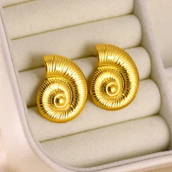 Orecchino grande conchiglia in acciaio inossidabile nuovo stile per le donne orecchini d'oro con geometria a righe distintivi gioielli eleganti regalo Aretes