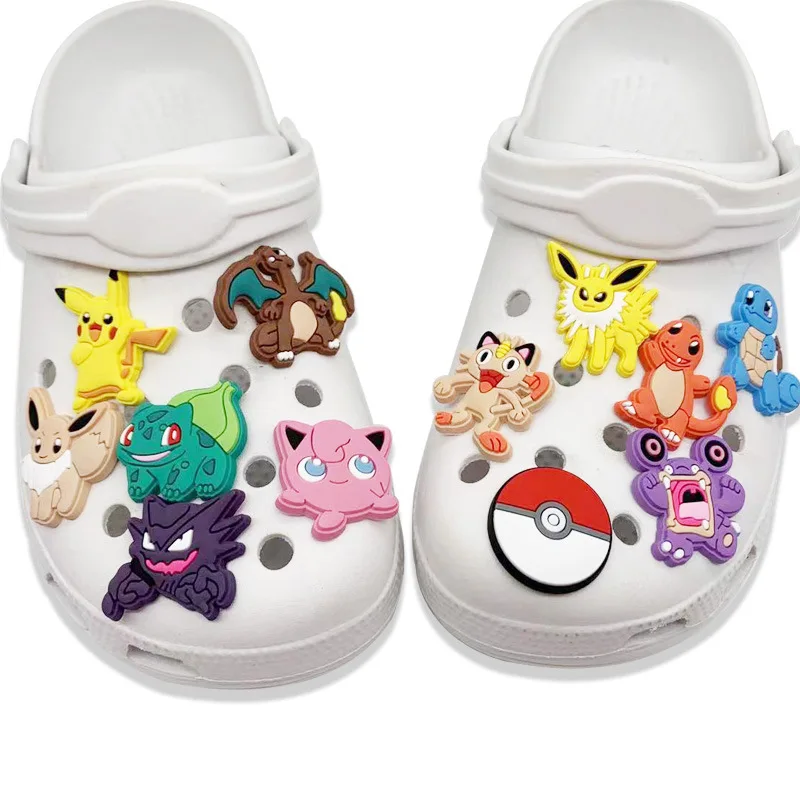 Pokemon PVC Shoe Crocs Buckle Accessories Pikachu DIY Cartoon Animals Shoes Decoration for Kids Croc Charms Kids Party Gift