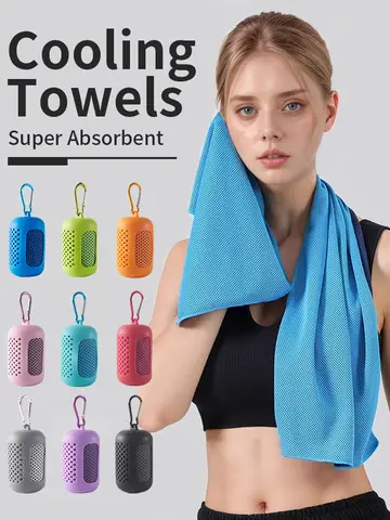 Portable Circular Silicone Wrapped Cold Towel Cooling Towel Quick Drying Polyester Fiber Towels Beach Accessories Sport Fitness