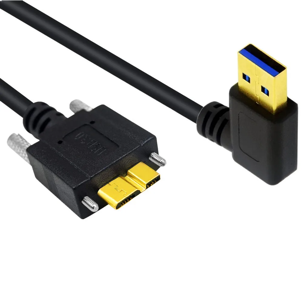 90 Grad USB 3,0 zu Micro B Kabel mit Schraub verriegelung Unterstützung Daten synchron isation und Ladekabel für mobile Festplatten-Industrie kamera