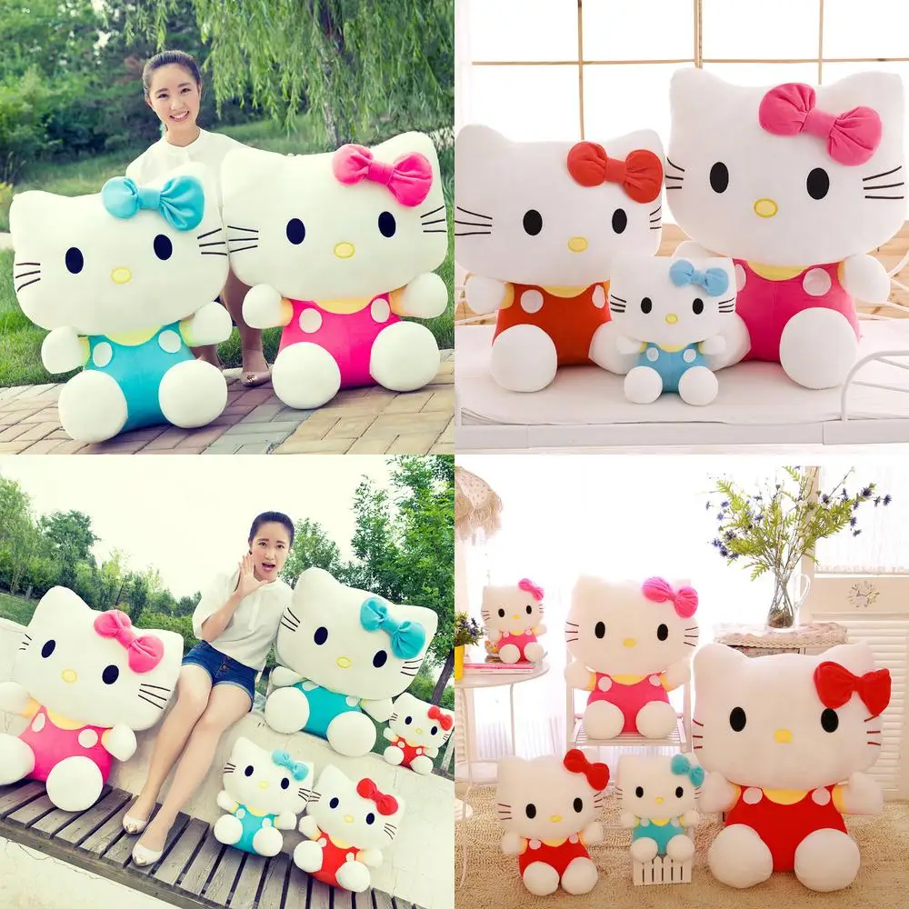 

Sanrio Kawaii Hello Kitty плюшевая игрушка KT Cat мягкая кукла милый котенок мягкая игрушка для детей подарок на день рождения идеально подходит для девочек и детей