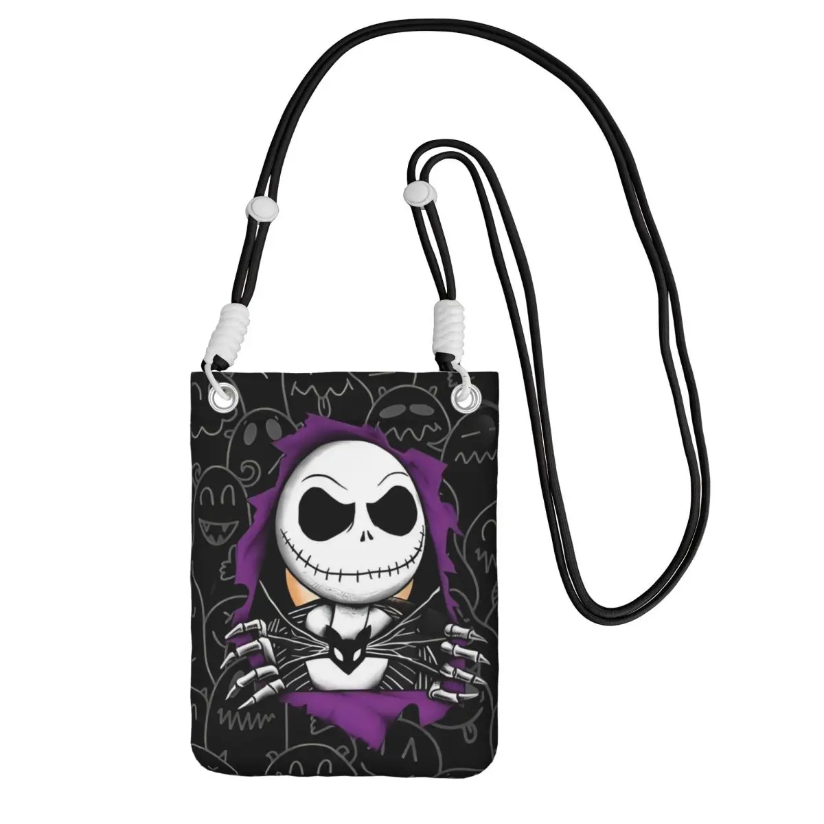 

Custom Jack Skellington Carry Mobile Phone Bag Diagonally Men Women Jack Face Shoulder Crossbody Bag Adjustable Length Shopping