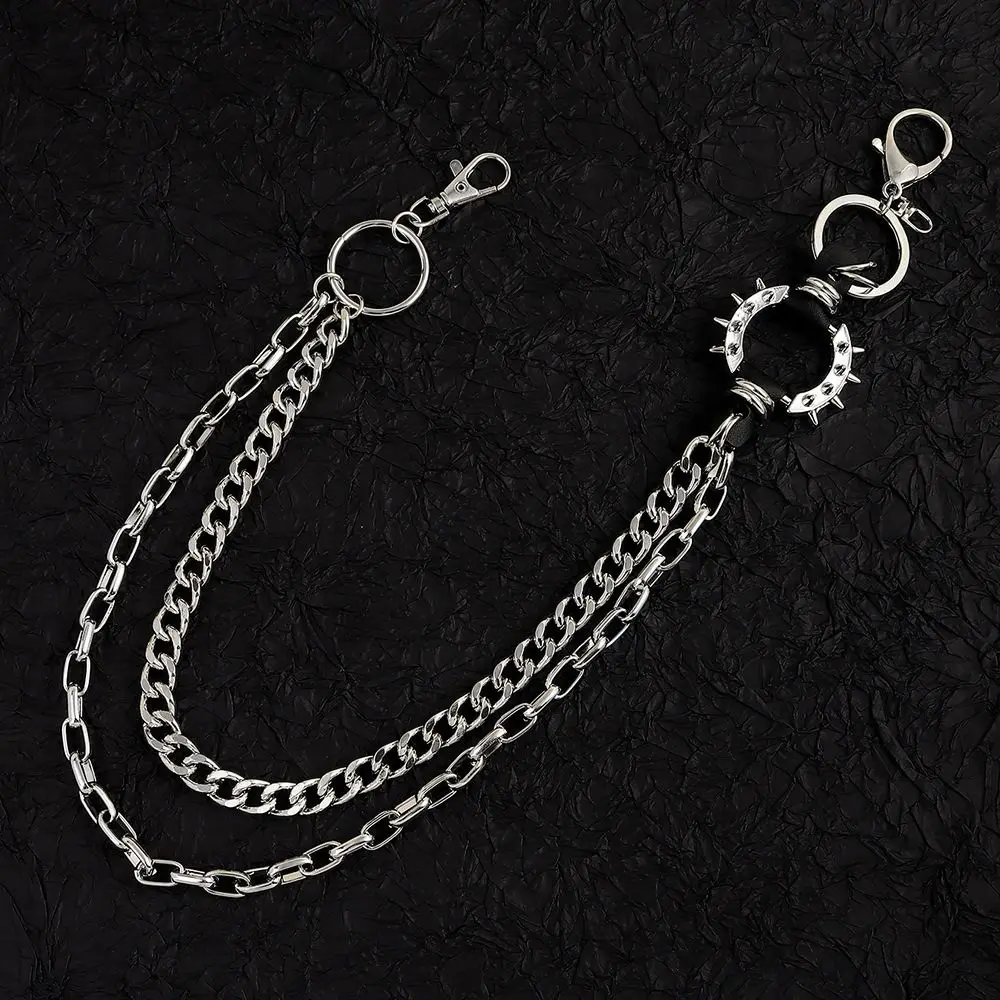 سلاسل مفاتيح قوطية هاراجوكو لegirl ، سلسلة بنطال بقلادة جينز ، موضة الهيب هوب ، خصر متعدد الطبقات ، Y2K ، Egirl