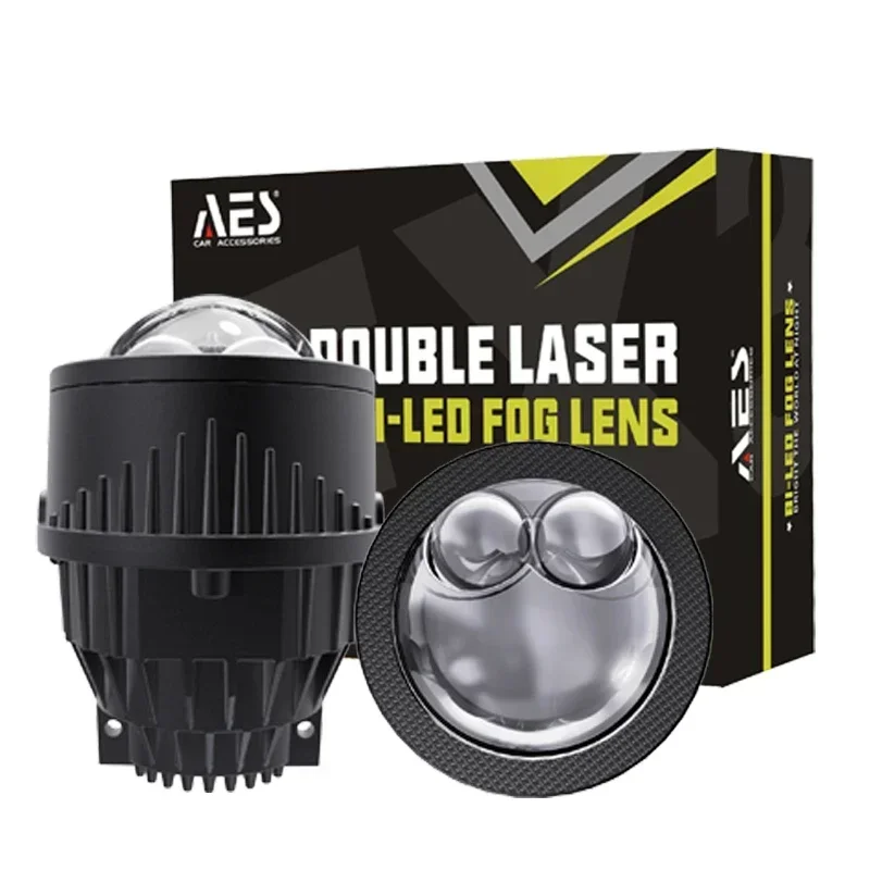 

2025 Hot Sale Double Laser Fog Lights Projie HID Bi-LED Projector Lens 5500K Halogen&Xenon Car Light Retrofit Waterproof