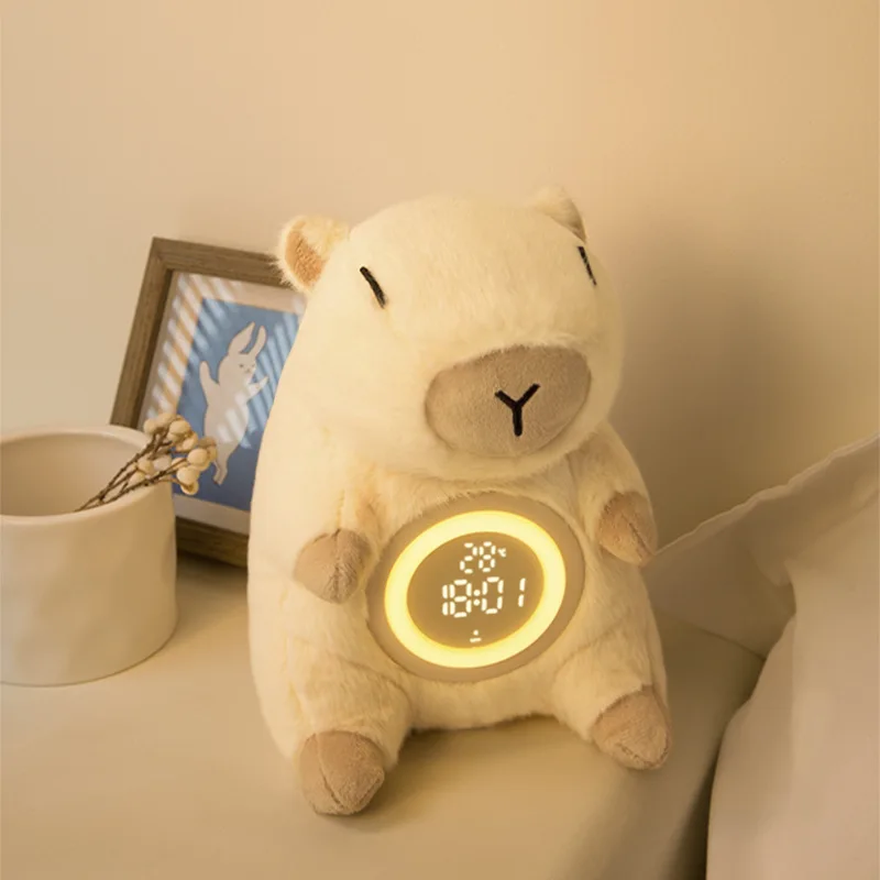 

New Plush Alarm Clock Night Light USB Charging Temperature Measurement Bedroom Bedside Student Time Manager Interior Decoration