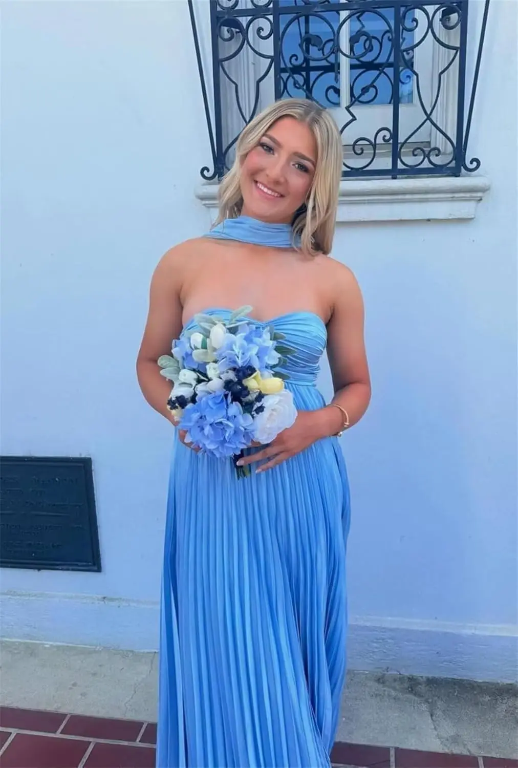 Strapless bruidsmeisjesjurken voor bruiloft Dames A-lijn geplooide formele avondjurk met sjaal feestjurken damesavond