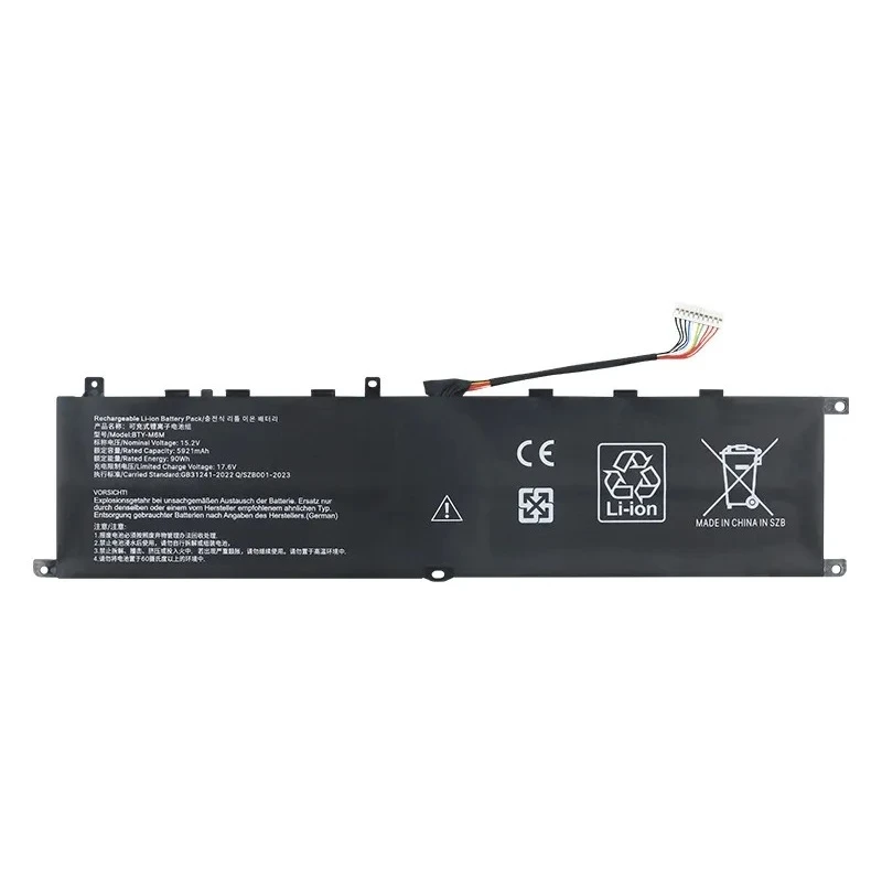 for MSI Jueying 2 GS66 GS77 GE76 GE66 BTY-M6M Laptop Battery Replacement High Capacity Notebook Power Supply