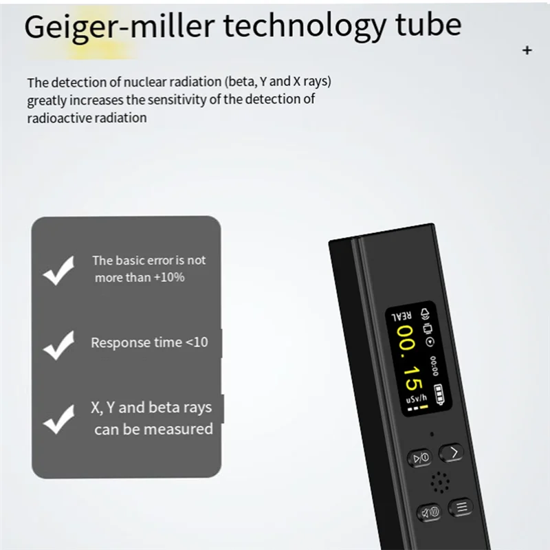 

Solid Nuclear Radiation Detector Geiger Counter Sewage Discharge Monitoring Personal Radiation Dose Alarm Instrument Black Repla