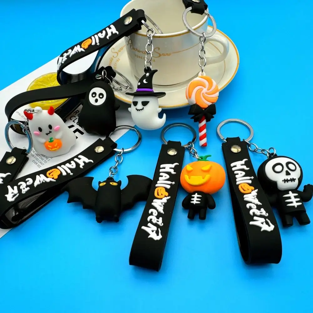 1pcs7pcsStereoscopic cartoon Halloween pumpkin keychain hanging adorn cute skull doll car bag and other key chain accessories