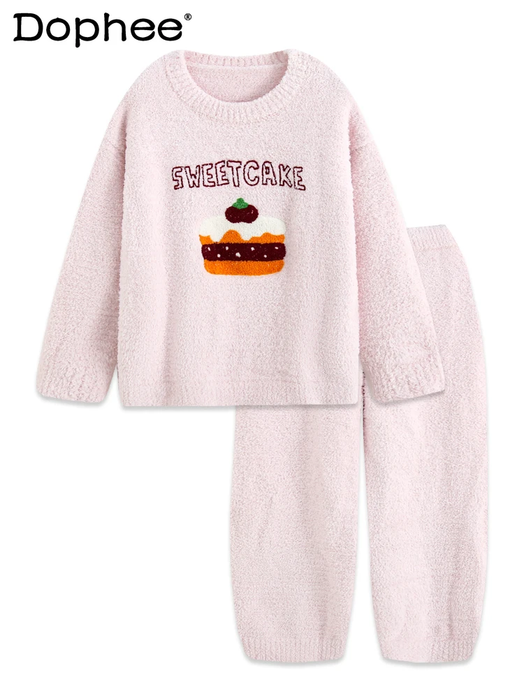 

Japanese Style Cute Cartoon Girl Autumn Winter Thin Fleece Pajamas 2025 New Style Wearable Sweet Coral Fleece Homewear for Women