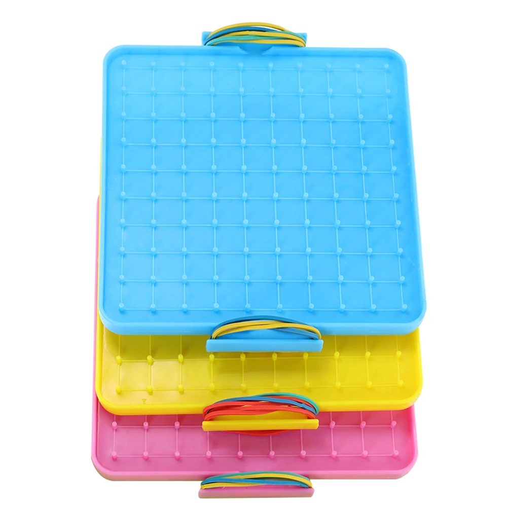 

3pcs 16Cm Double-Sided Geoboard For Kids Student Math Manipulative Plastic Graphical Educational Rubber Bands Montessori