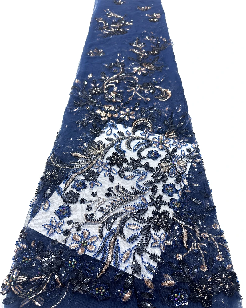 

African Lace Fabric 2025 Sequins Beaded Embroidery Groom Nigerian Bridal High Quality French Tulle Lace Fabric For Wedding