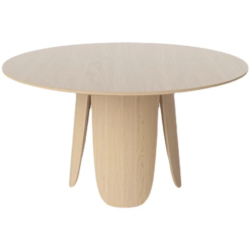 Nordic Round Table Log Quiet Wind Design Custom Restaurant Modern Simple Light Luxury Solid Wood Table with many people