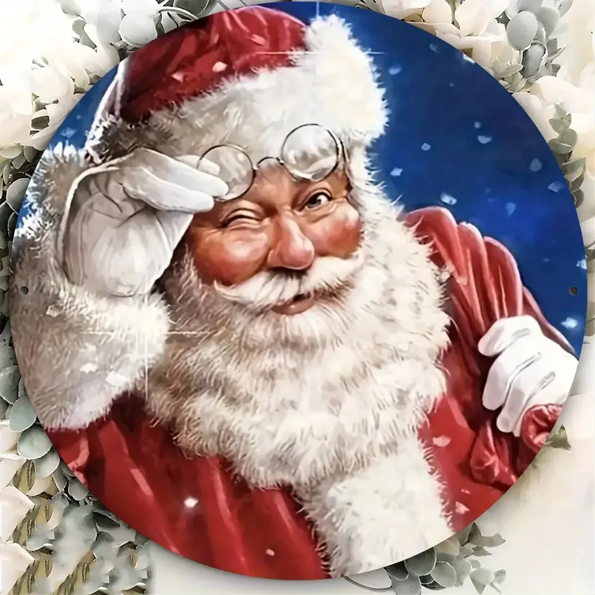 

Винтажный художественный венок Санта-Клауса в стиле модерна, подходит для домашней комнаты, украшения стен гостиной, круглый художественный эстетический материал