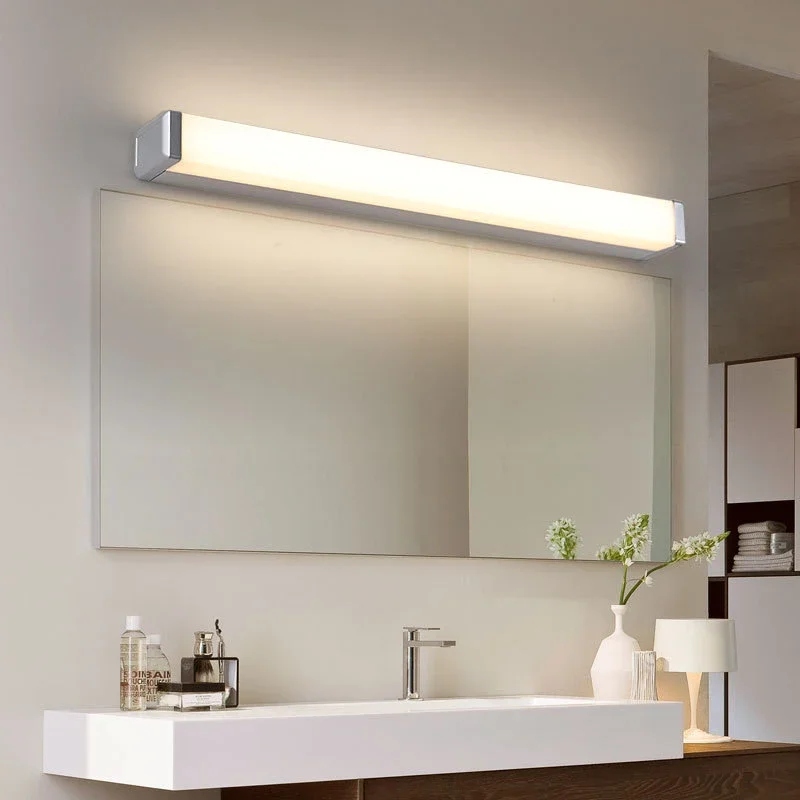 Modern LED Mirror Front Lights Minimalist Silver Aluminium Wall Lamps For Bathroom Vanity Cloakroom Bar Indoor Decorate Lighting