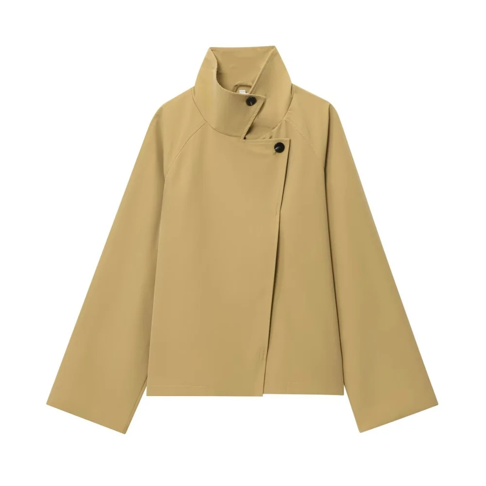

Taop&Za's new women's clothing simple casual contrasting button high neck long sleeved windbreaker jacket