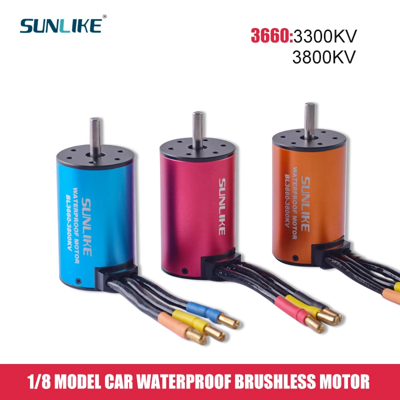 

SUNLIKE 3660 Waterproof Brushless Motor for 1/8 1/10 2S 3S RC Car Drift Racing Off-Road Truck Motor 3300KV 3800KV