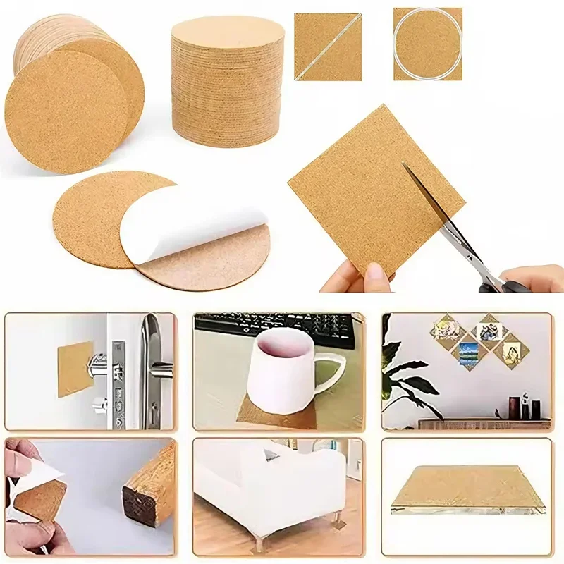 Self-Adhesive Cork Round Coaster Pads for DIY Projects Heat Resistant Insulation Mats for Cups Mugs Glasses Ideal Table Decor
