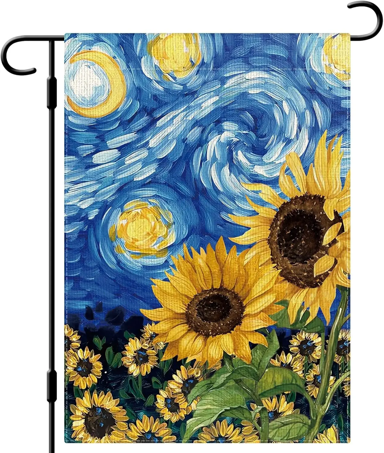 DLZDN Sunflower Garden Flag Starry Night Sunflower Garden Flags 12×18 Inch Double Sided Vertical Burlap Farmhouse Yard Flag Spri