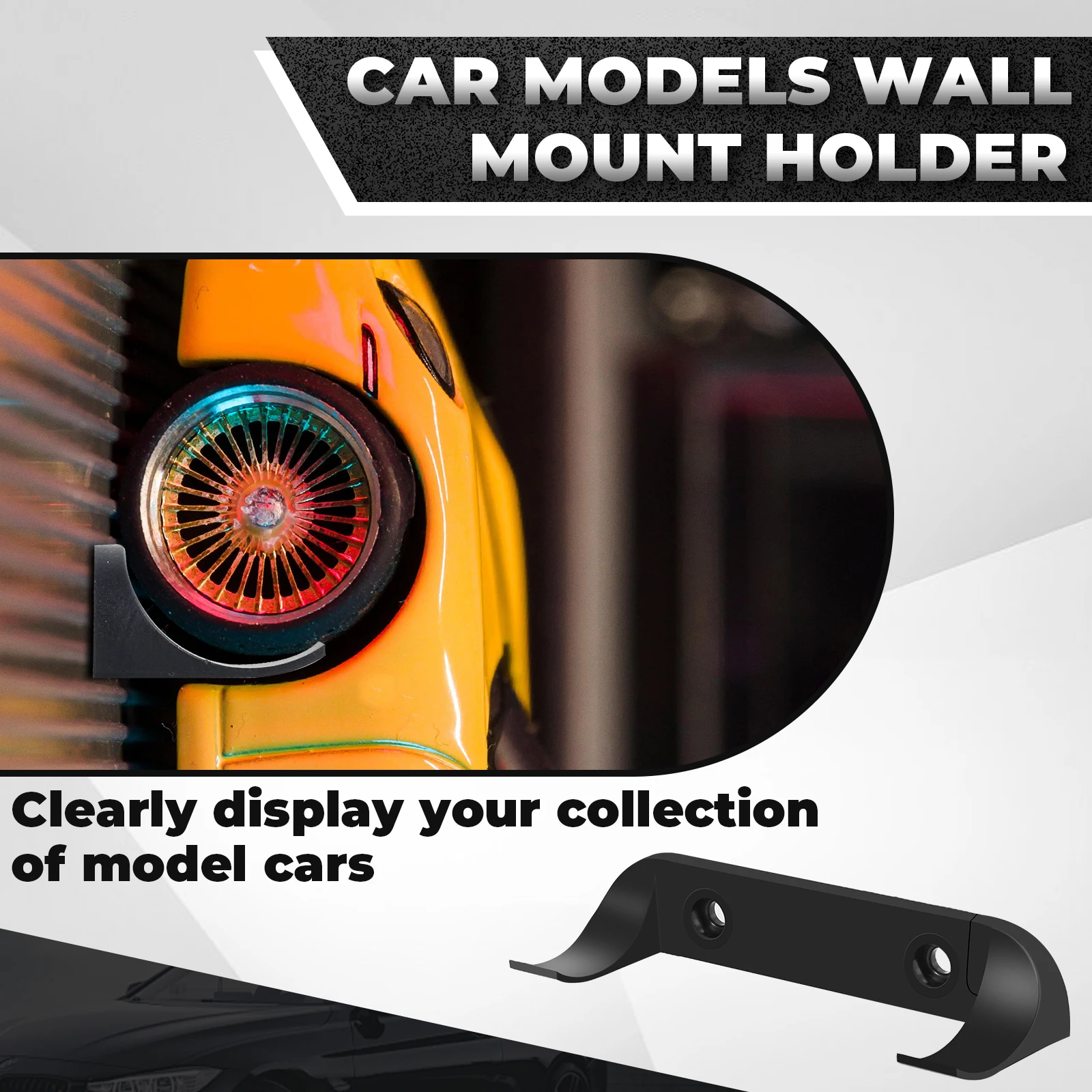 Car Model Display Rack Wall Mount Invisible Firm Display Cars by Wheels Hanging Cars Display Vertical Car Bracket Easy-to-Instal