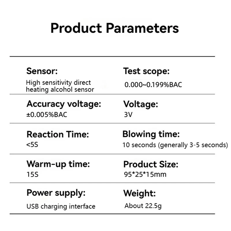 Compact Highly Accurate Alcohol Detector Rechargeable Long-Lasting Breathalyzer G1 Multi-Language Tester