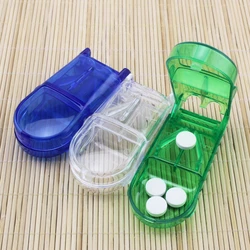 Rectangular Transparent Medicine Cutter Portable Medicine Breaker Plastic Medicine Box Integrated Tablet Divider Tablet