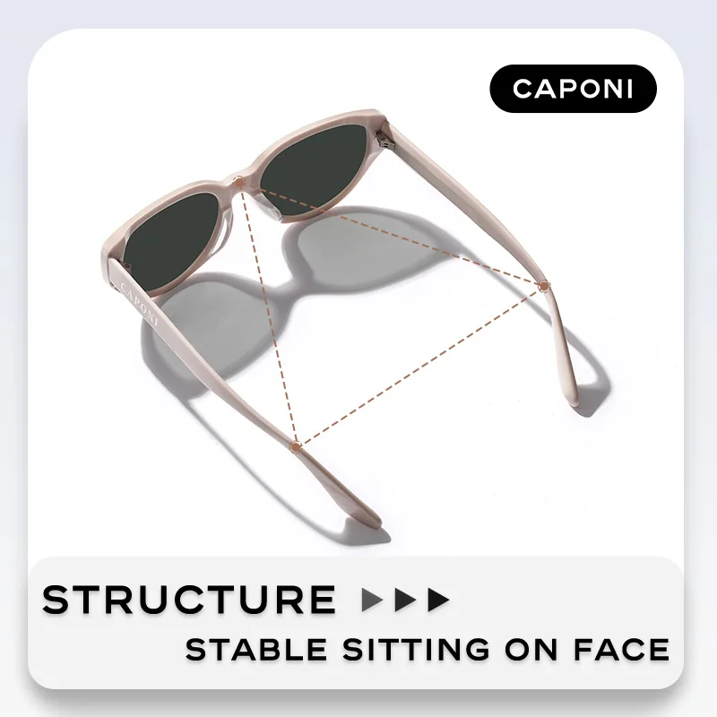 CAPONI New Polarized Women Sunglasses Top Selling Outdoor Vintage Design Cat Eye Eyewear Brand Acetate UV400 Pink Shades BH24006