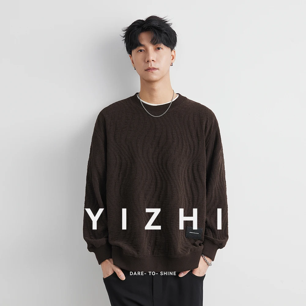 

2025 Autumn New Trendy Korean Loose Fit Knitted Sweater For Men's Casual Crew Neck Clothes Jacket Men Hooded Sweatshirt Pullover