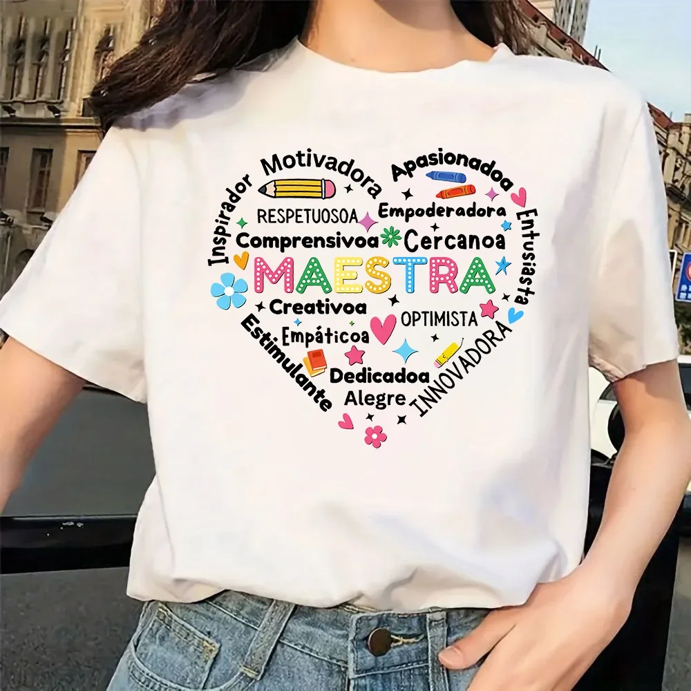 Maestra Shirt Spanish Teacher Shirts Teach Love Inspire Tops Teacher Appreciation Gifts Back To School Women Tees Outfits