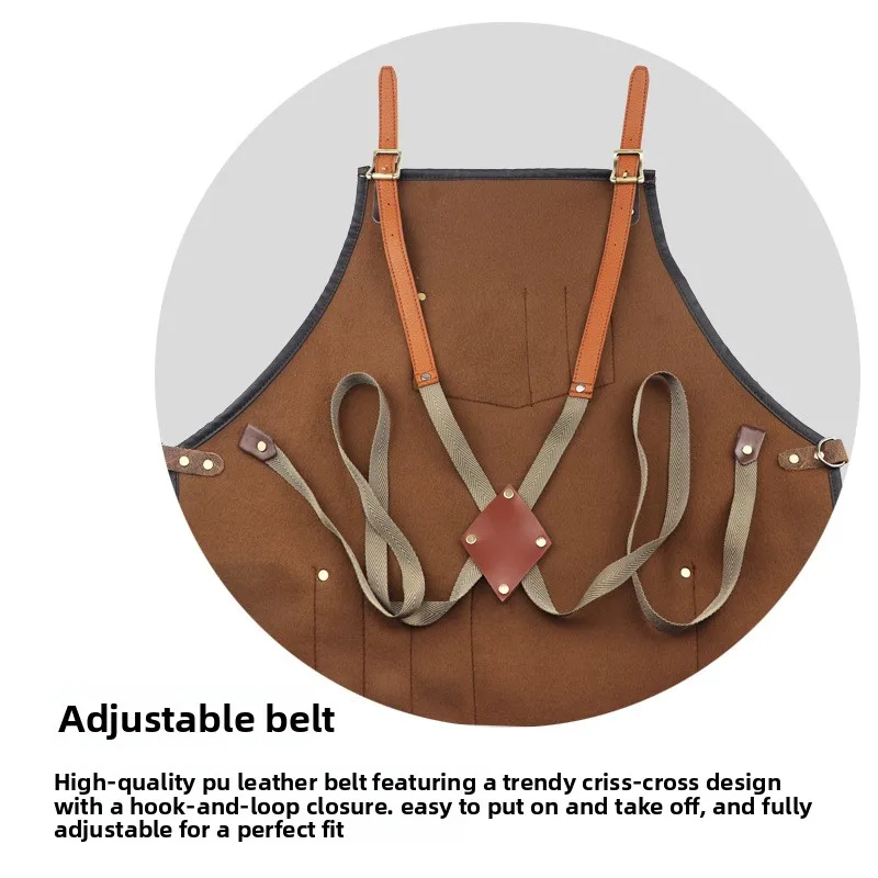 مريلة من جلد البولي يوريثان بشعار مفصل مثالية للطهاة ومصففي الشعر في المطاعم وصالونات التجميل #4