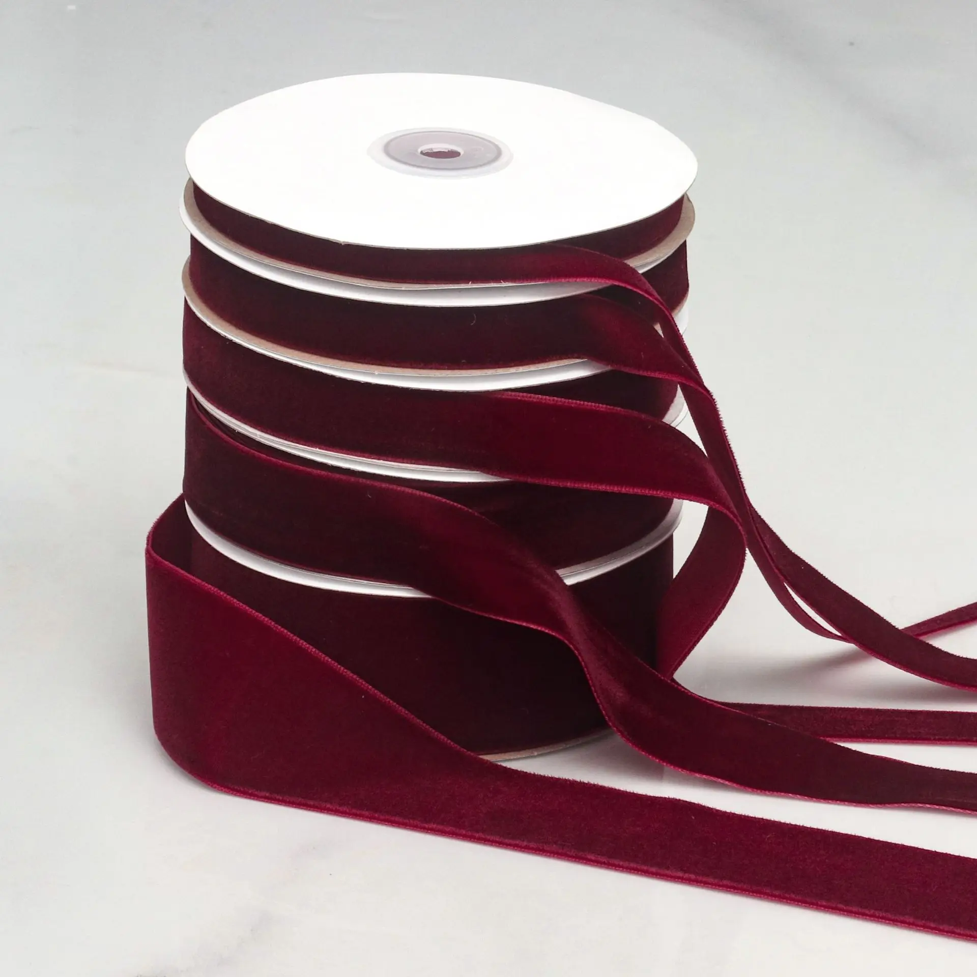 5yards Burgundy Single Sided Velvet Ribbon DIY Bow Hair Accessories Making Supplies Christmas Decor Fabric Accessories