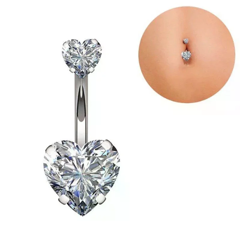Designer Heart Belly Ring for Women, Stainless Steel Navel Piercing, Attractive Body Jewelry
