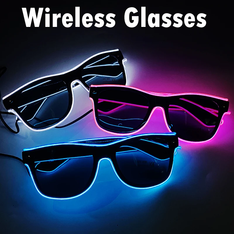 1PC Wireless Flashing EL Wire Glow Party Glasses Dark Lens LED Glasses Luminous Decorative Lighting Classic Bright Novelty Gift