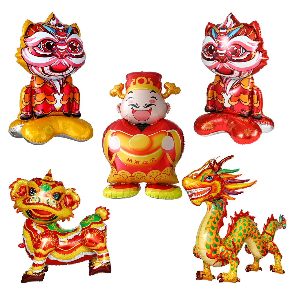 

1 шт., новогодняя тема, красный, желтый, алюминиевый пленочный воздушный шар, украшение для дома, колонна, китайское новогоднее украшение для вечеринки, 2025