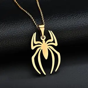 Vintage Fashion Spiderman Stainless Steel Necklace Spell Geometric Shape Pendant Necklace Lady Graduation Gift