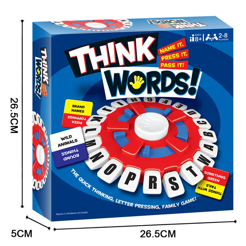 Think Word Game Fast-Paced  Spanish and German Tapple Board Game The Quick Thinking Letter Pressing Puzzle Games For Adults