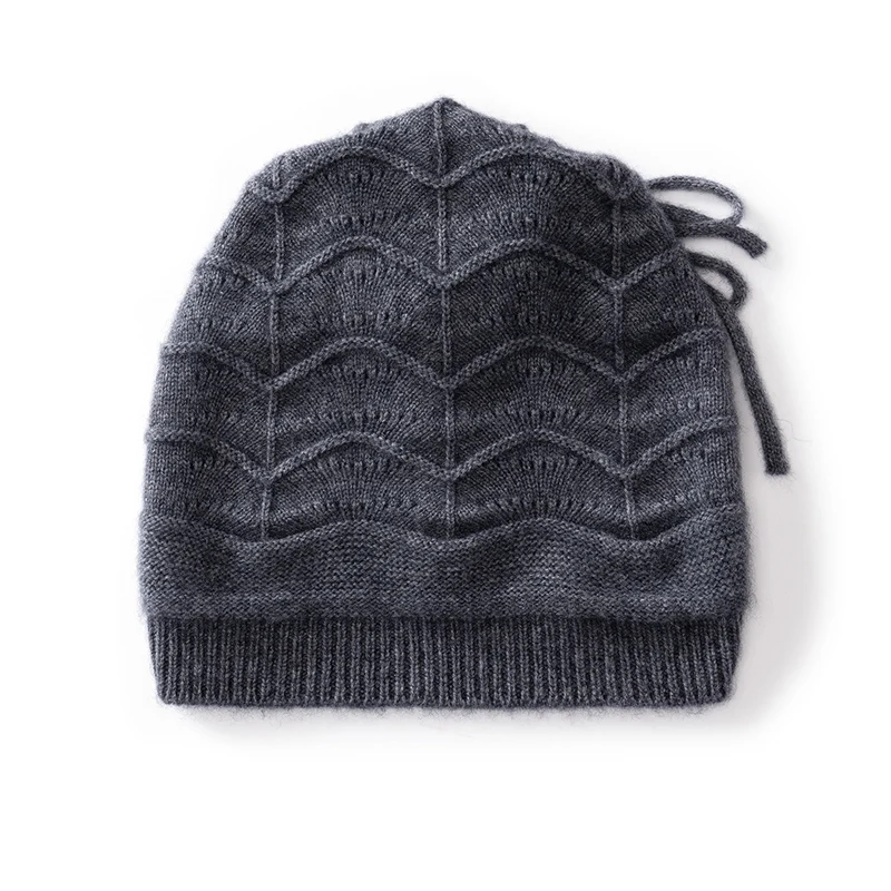 Autumn And Winter Women'S 100% Cashmere Wavy Knit Hat And Neck Warmer, A Versatile Fashion Accessory, image 3