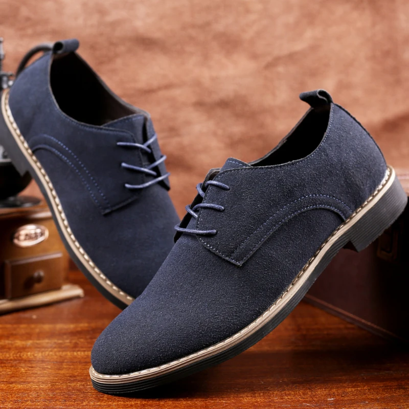 Chaussures Oxford en cuir suédé de luxe pour hommes, chaussures d\'affaires décontractées, à lacets, fête de mariage, grande taille, haute qualité