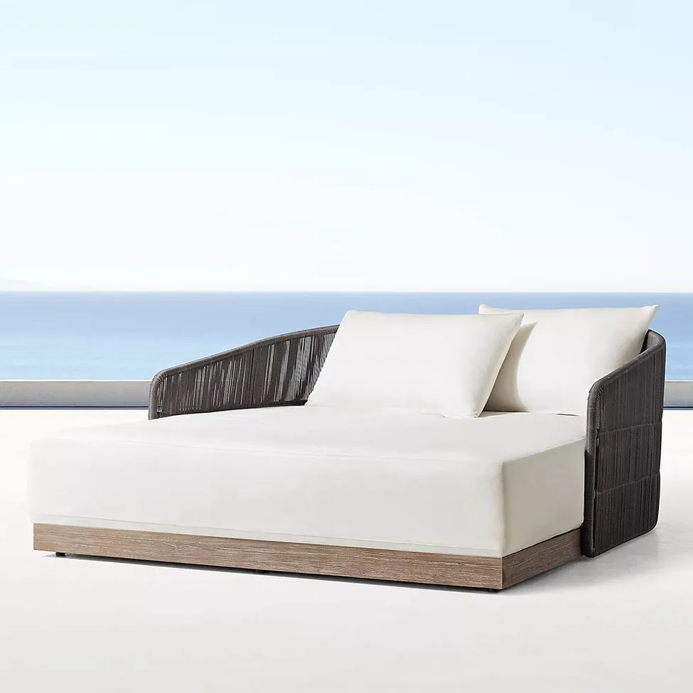 

Outdoor Rattan Square Bed Open-air Balcony Courtyard Rattan Art Bed