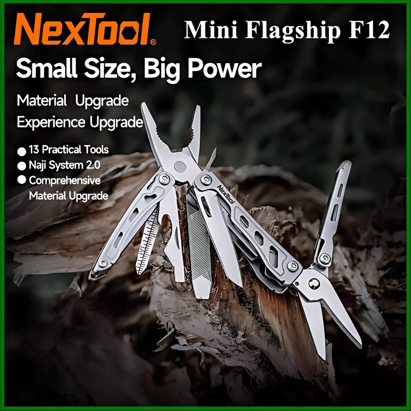 NexTool Mini Flagship F12 - Alicates Multiherramienta 13 en 1, Plegables, EDC, Destornillador, Lima, Regla, Herramientas para Acampar al Aire Libre