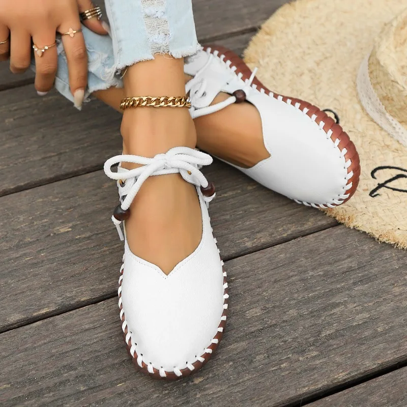 Women's Single Shoes Spring Autumn New Low Heel Car Suture Strap Oxford Shoes Fashion Comfortable Anti-slip Wear Leather Shoes