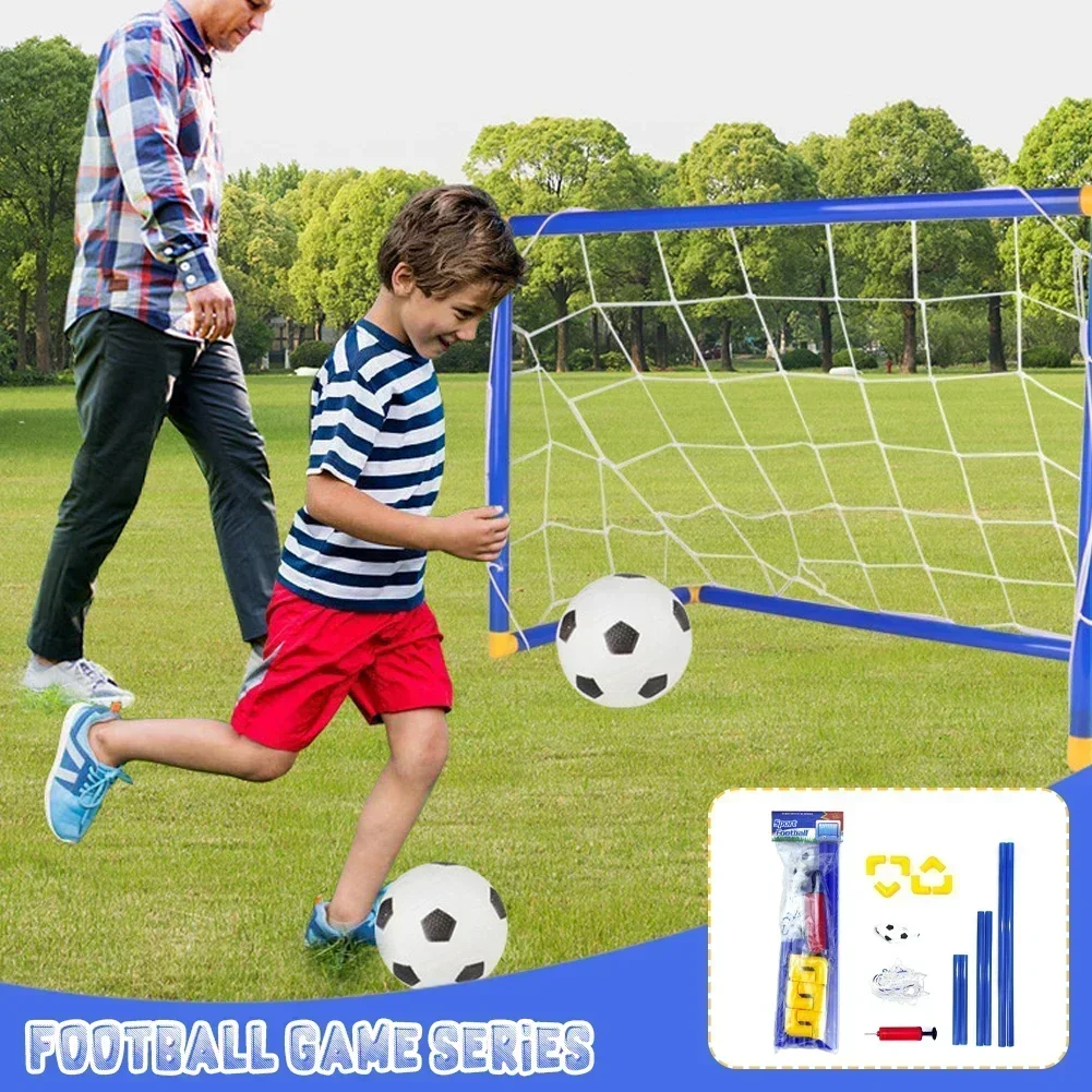 Mini Folding Soccer Goal Net Inflatable Sport Toys Indoor Outdoor Plastic Football Post Frame Set for Kids Team Games