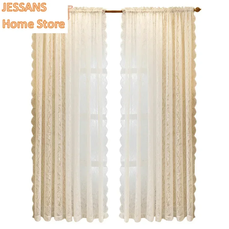 French New Style Lace Beaded Gauze Curtains 1PC Curtains for Bedroom Curtain for Living Room